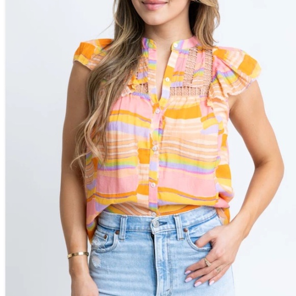 Karlie Multicolor Striped Top NWOT - Picture 7 of 11